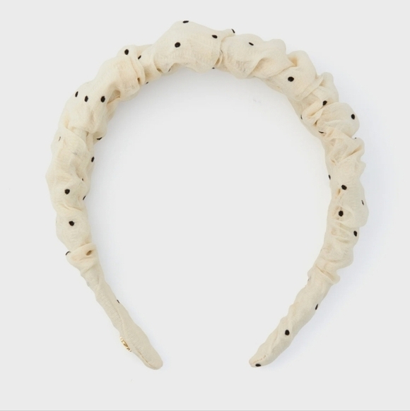 New Lele Sadoughi Kelly Ruched Cream Polka Dot Headband NWT main image 2